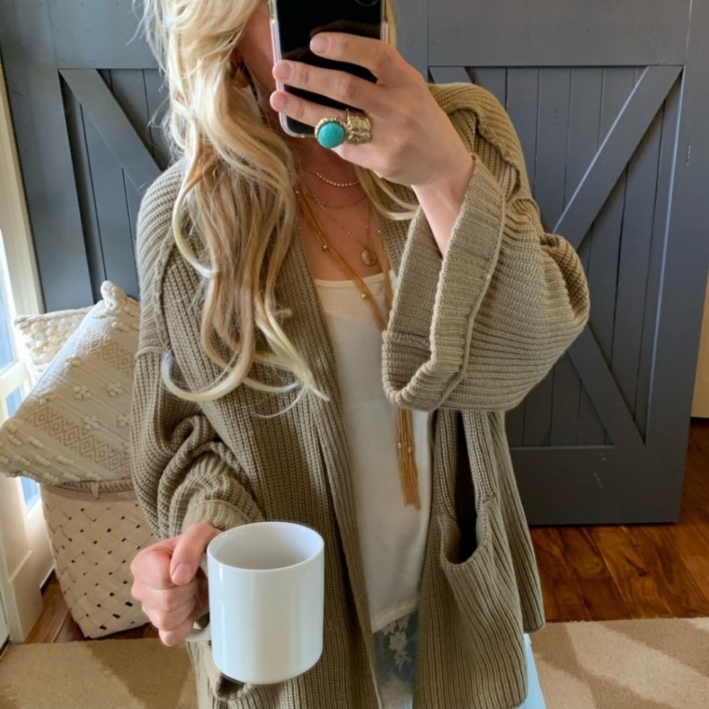Boho Cardigan Sweater Taupe - Picture 4 of 9